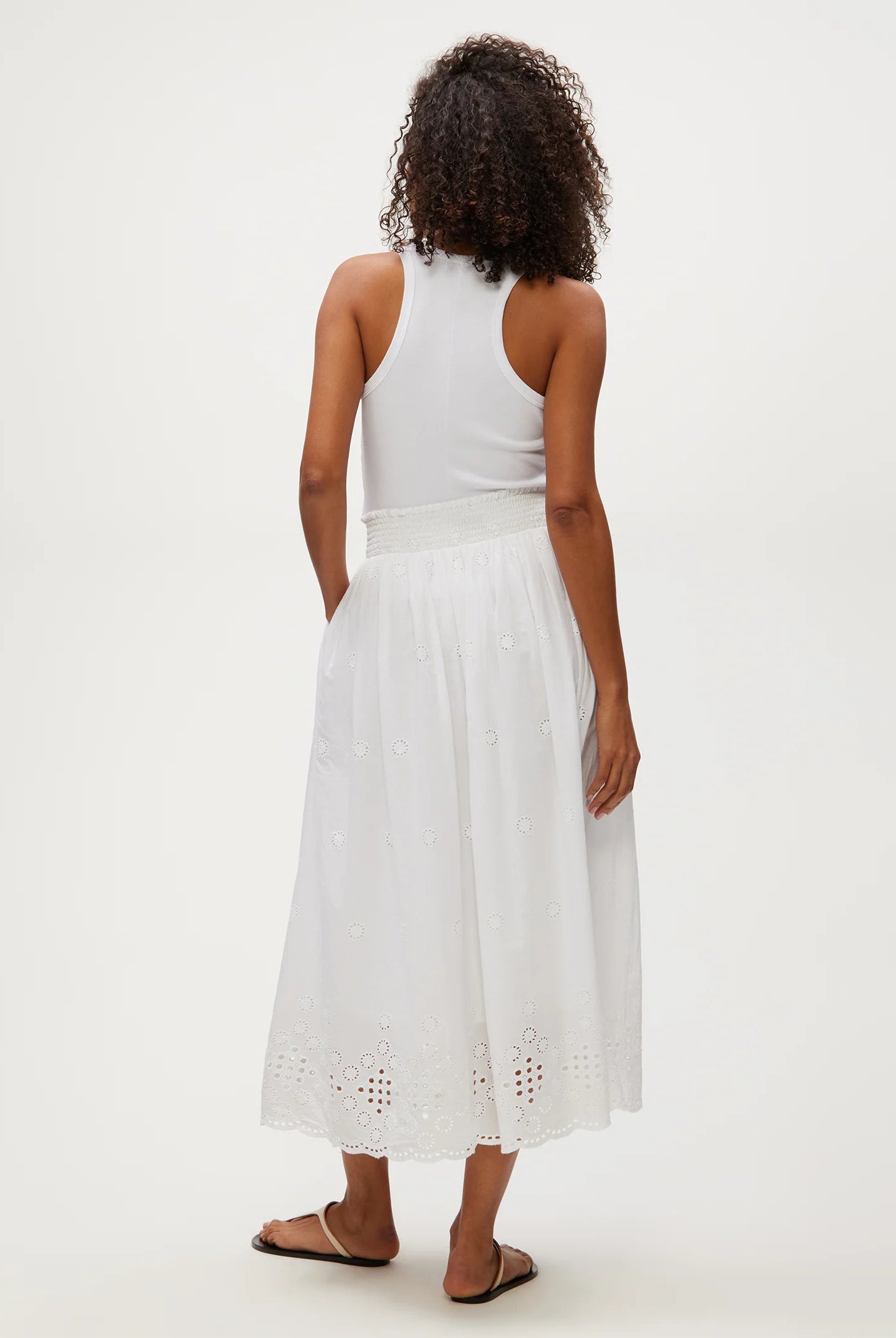 Grace Eyelet Midi Skirt - White by Michael Stars — view 4