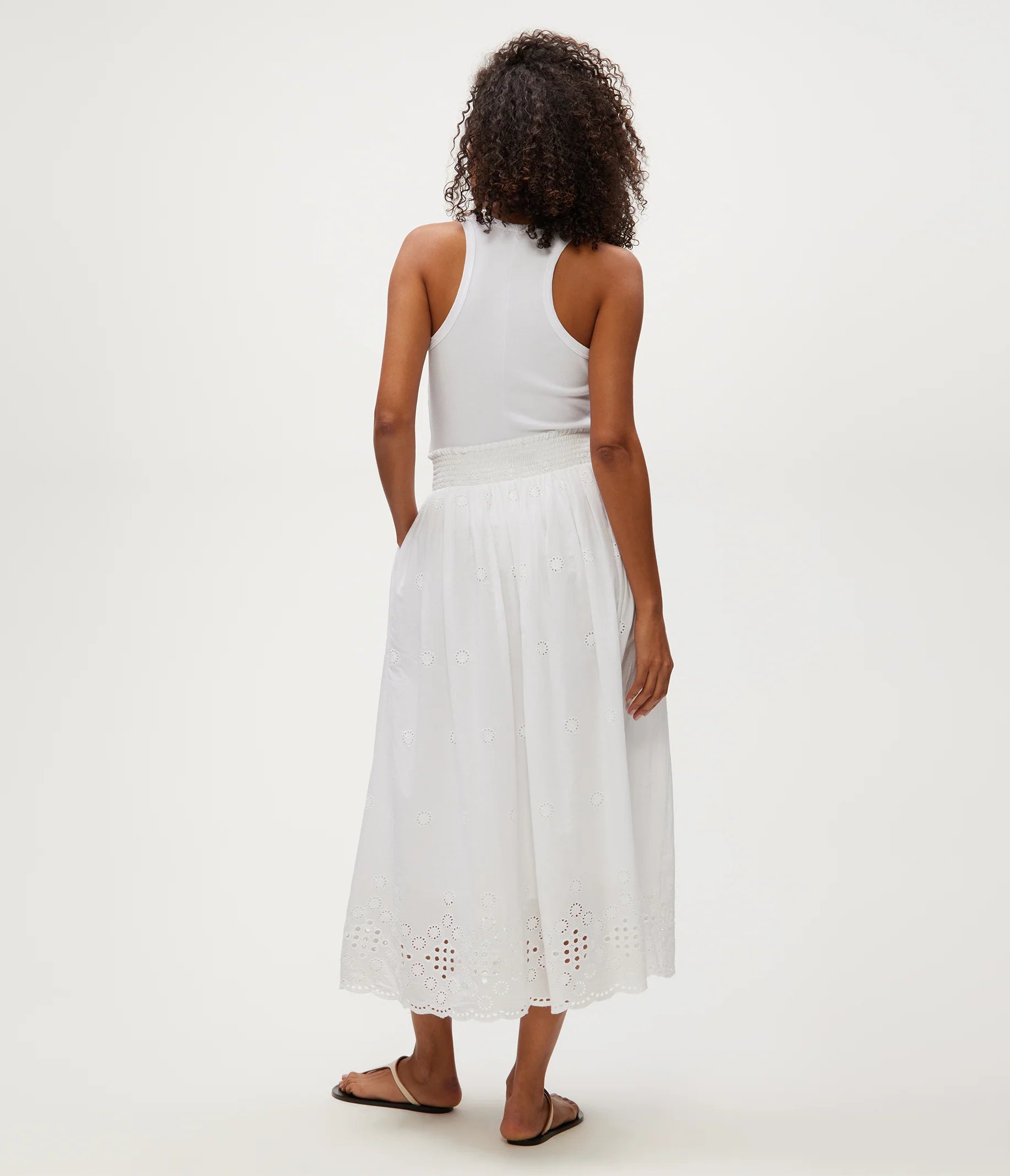 Grace Eyelet Midi Skirt - White by Michael Stars — view 4