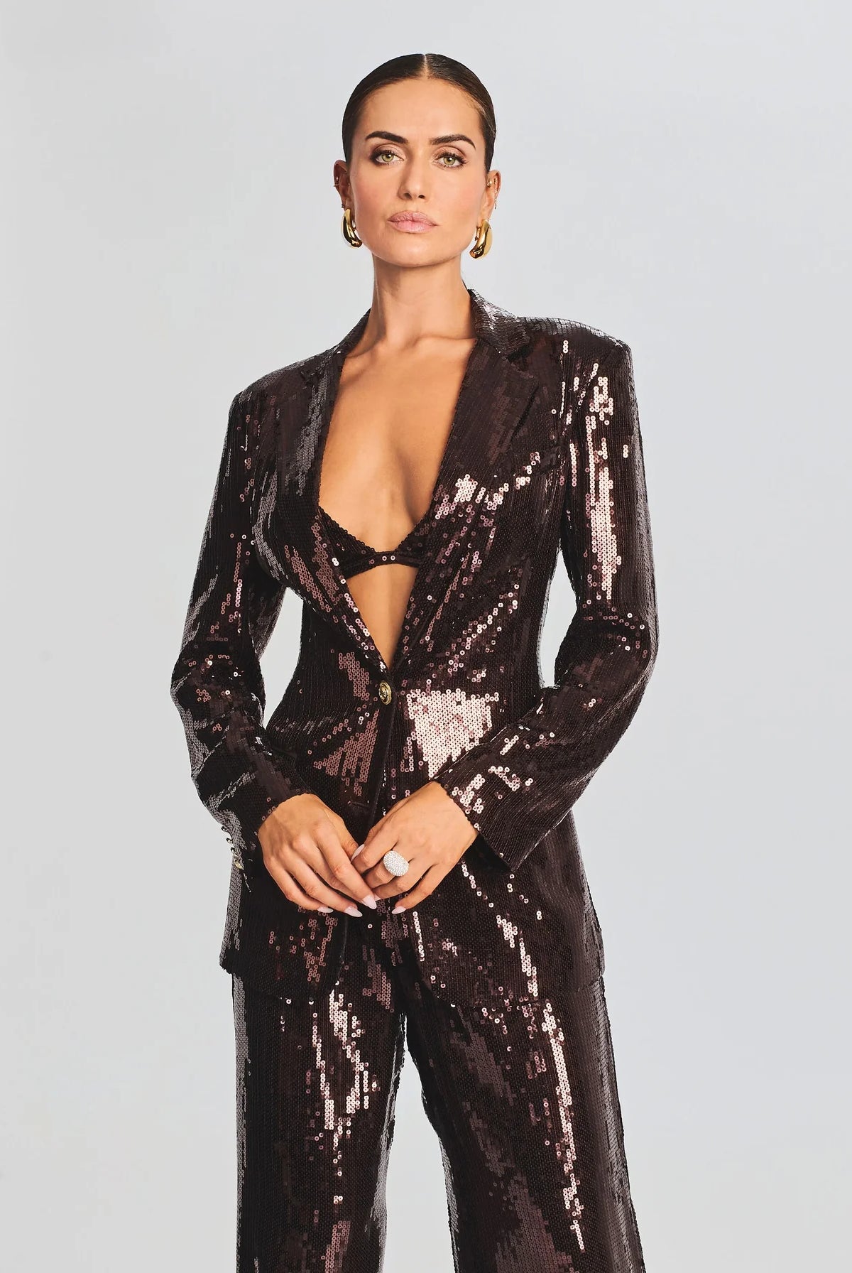 Dawn Sequin Blazer - Dark Chocolate by Retrofête | 25 South Boutiques
