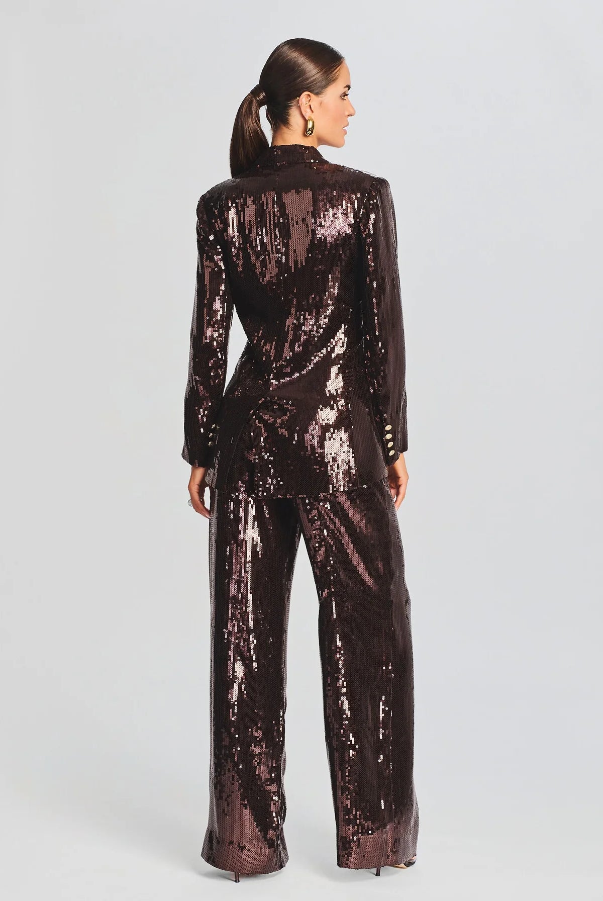 Dawn Sequin Blazer - Dark Chocolate by Retrofête — view 3