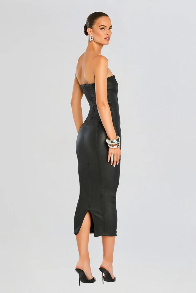 Adalaide Coated Midi Dress - Black by SER.O.YA — view 4