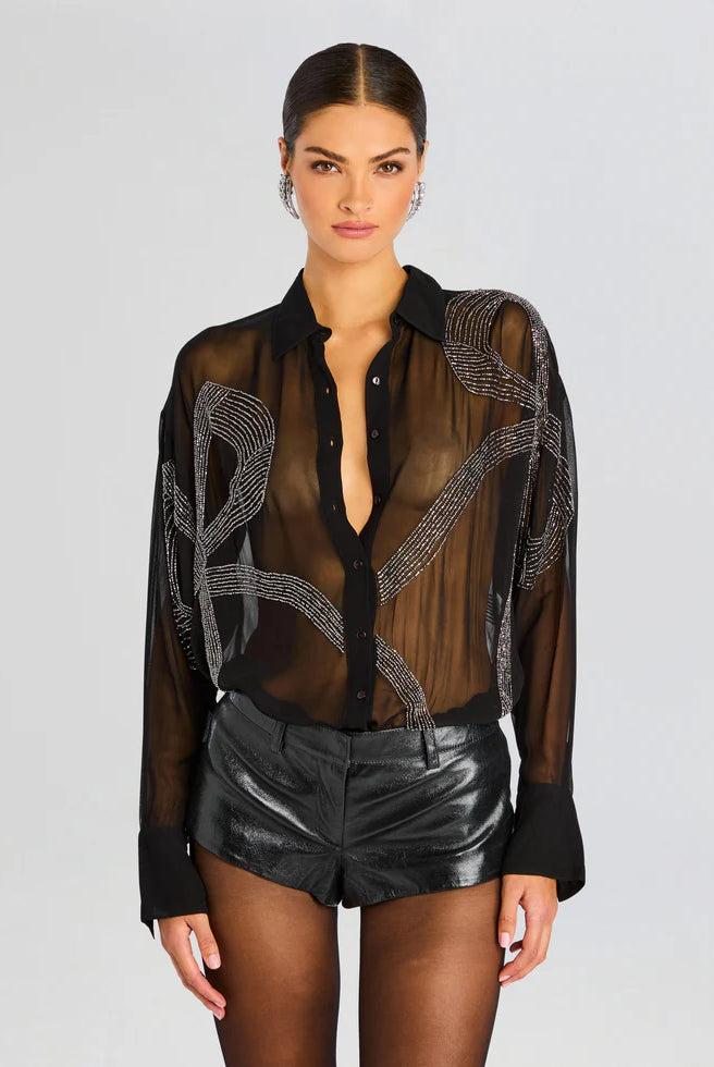 Cherish Embellished Shirt - Black by Retrofête | 25 South Boutiques
