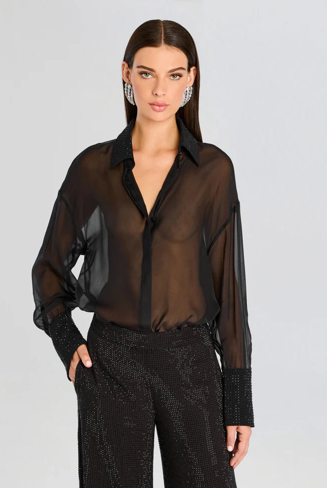 Lovelyn Chiffon Top - Black by Retrofête | 25 South Boutiques