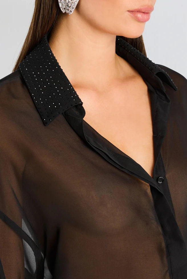 Lovelyn Chiffon Top - Black by Retrofête — alternate view