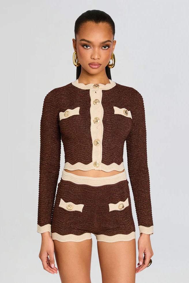 Dallys Knit Cardigan Jacket - Metallic Chestnut Bone by Retrofête | 25 South Boutiques