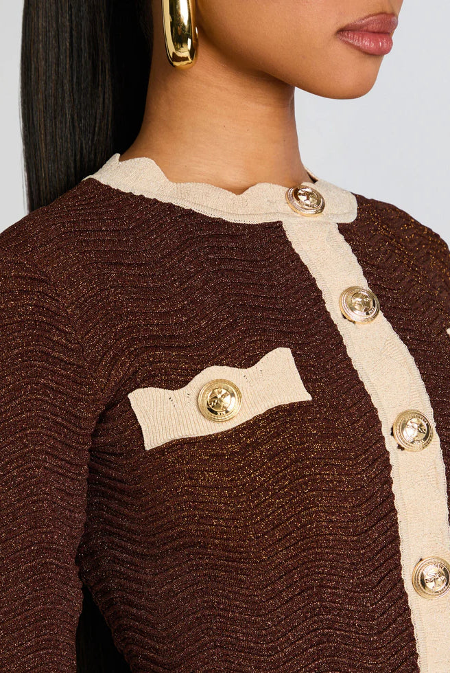 Dallys Knit Cardigan Jacket - Metallic Chestnut Bone by Retrofête — alternate view