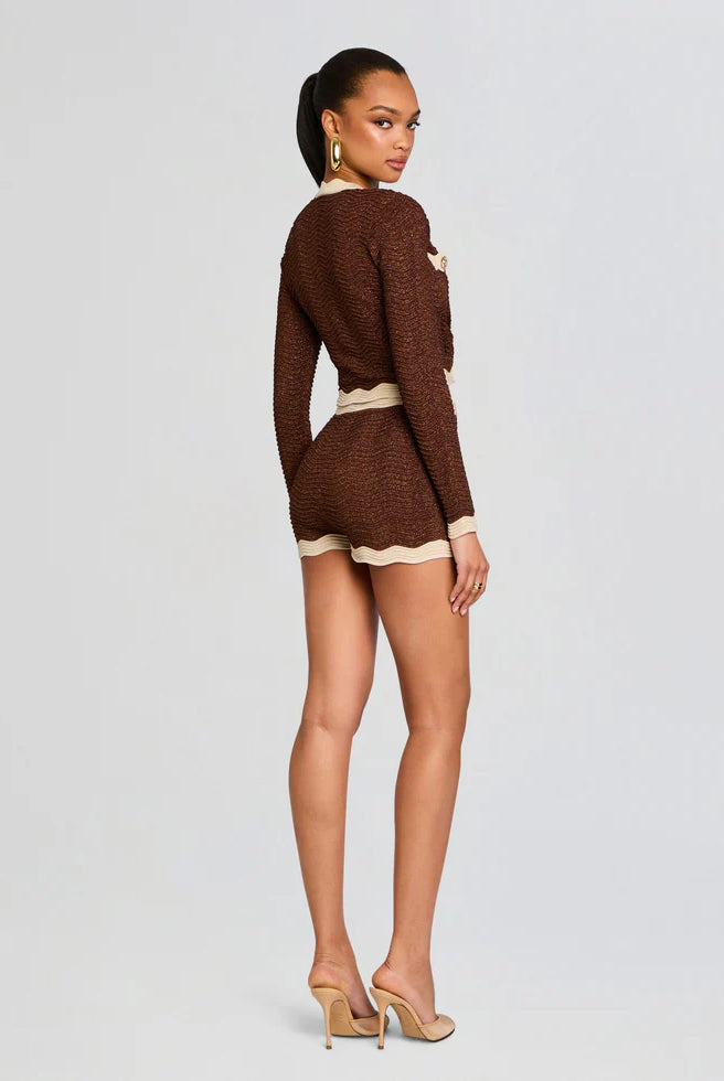 Dallys Knit Cardigan Jacket - Metallic Chestnut Bone by Retrofête — view 4