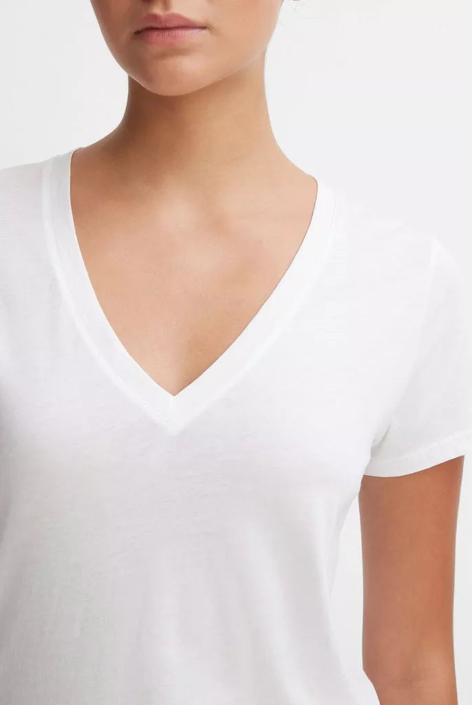 Essential Pima Cotton V-Neck T-Shirt - Optic White by Vince — alternate view