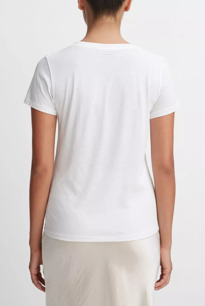Essential Pima Cotton V-Neck T-Shirt - Optic White by Vince — view 4