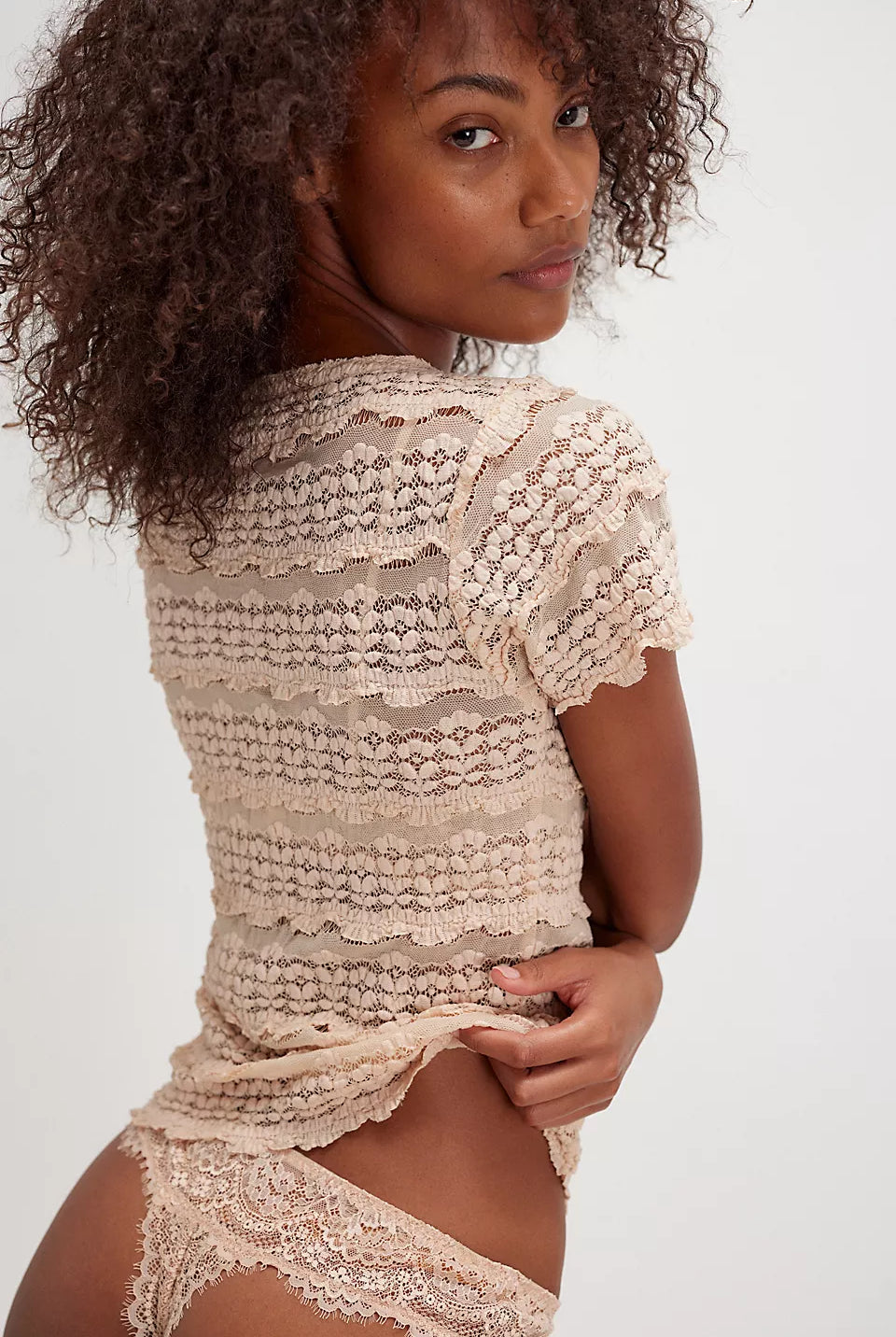 Angelina Lace Tee - Tea by Free People — alternate view