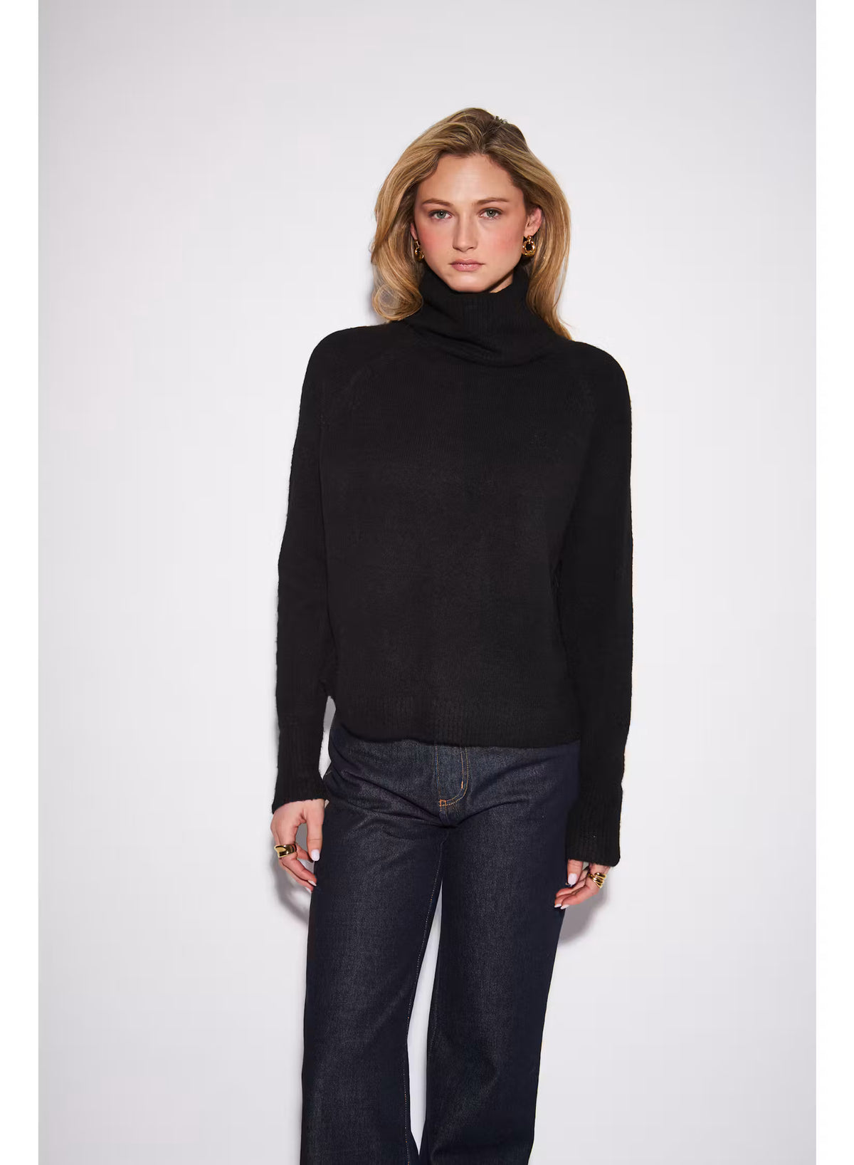 John & Jenn Emmett Knit Turtleneck Sweater - Caviar
