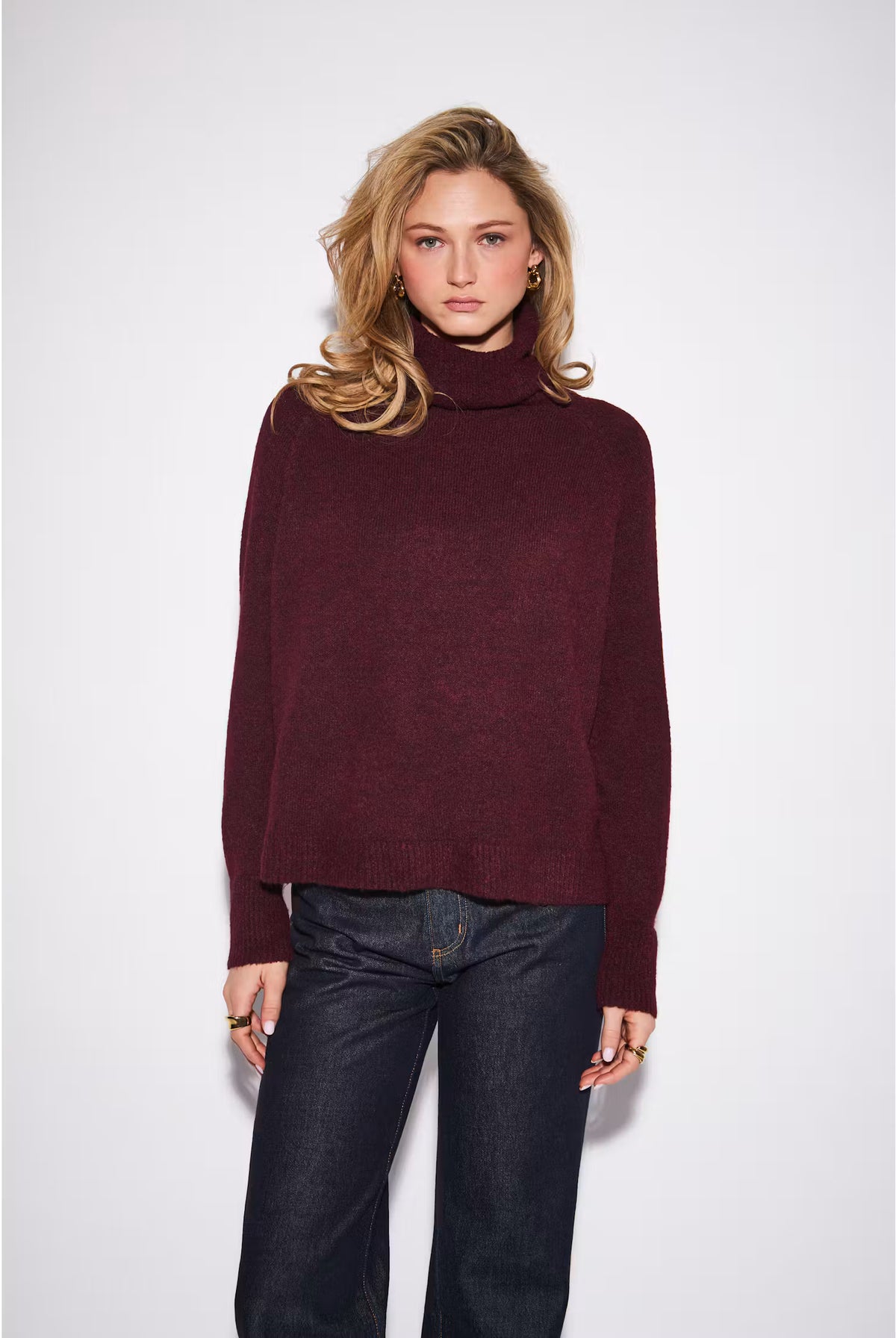 John & Jenn Emmett Knit Turtleneck Sweater - Merlot