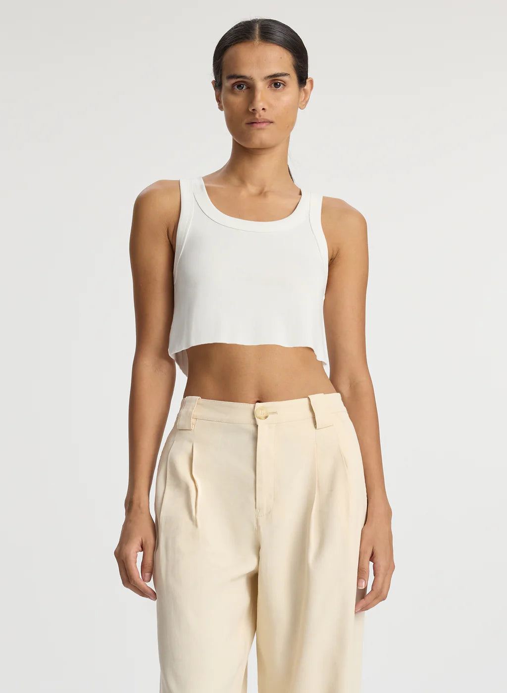 Halsey Cropped Cotton Rib Tank - White by A.L.C | 25 South Boutiques