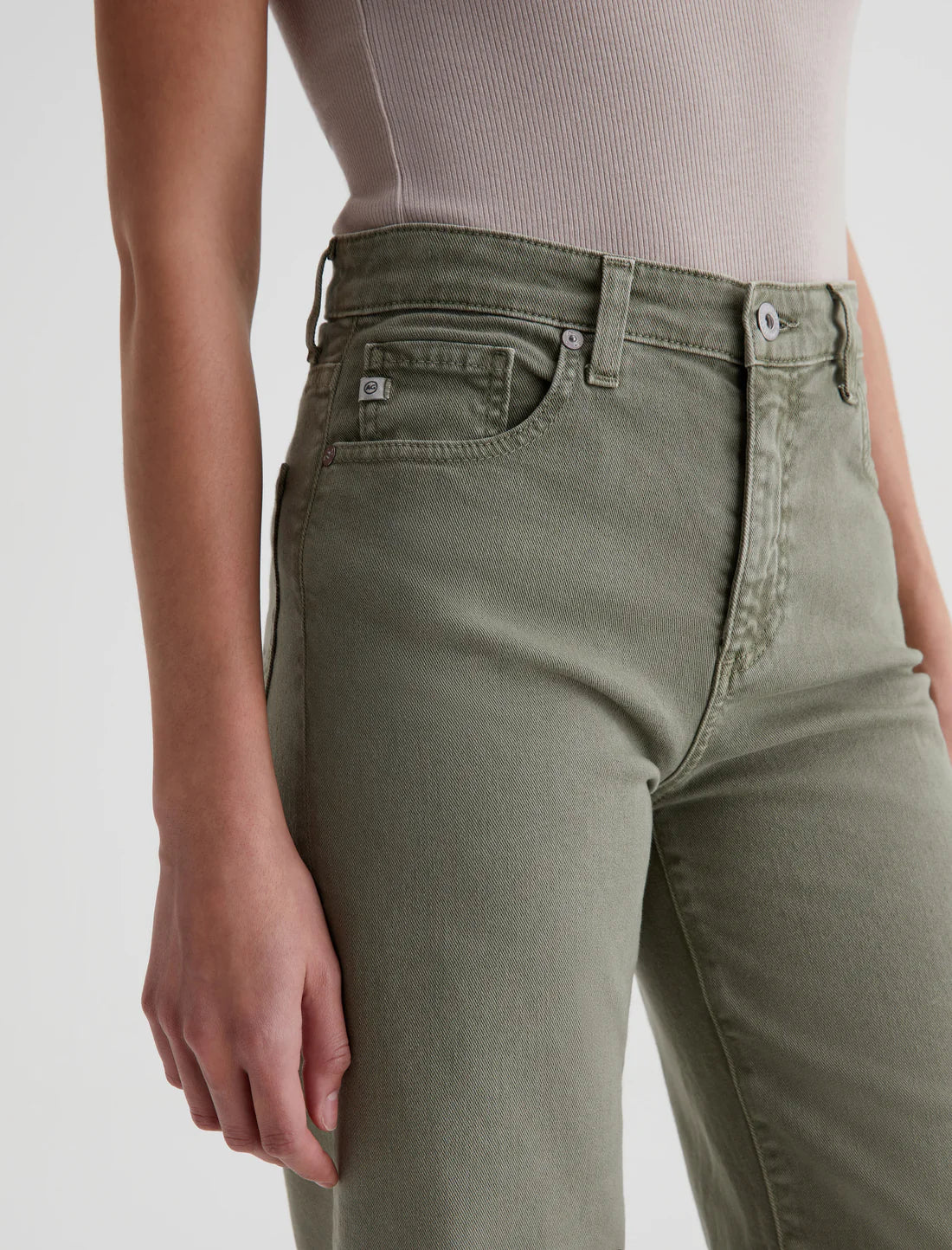 Saige Wide Leg Crop - Sulfur Dried Parsley by Adriano Goldschmied AG — view 3