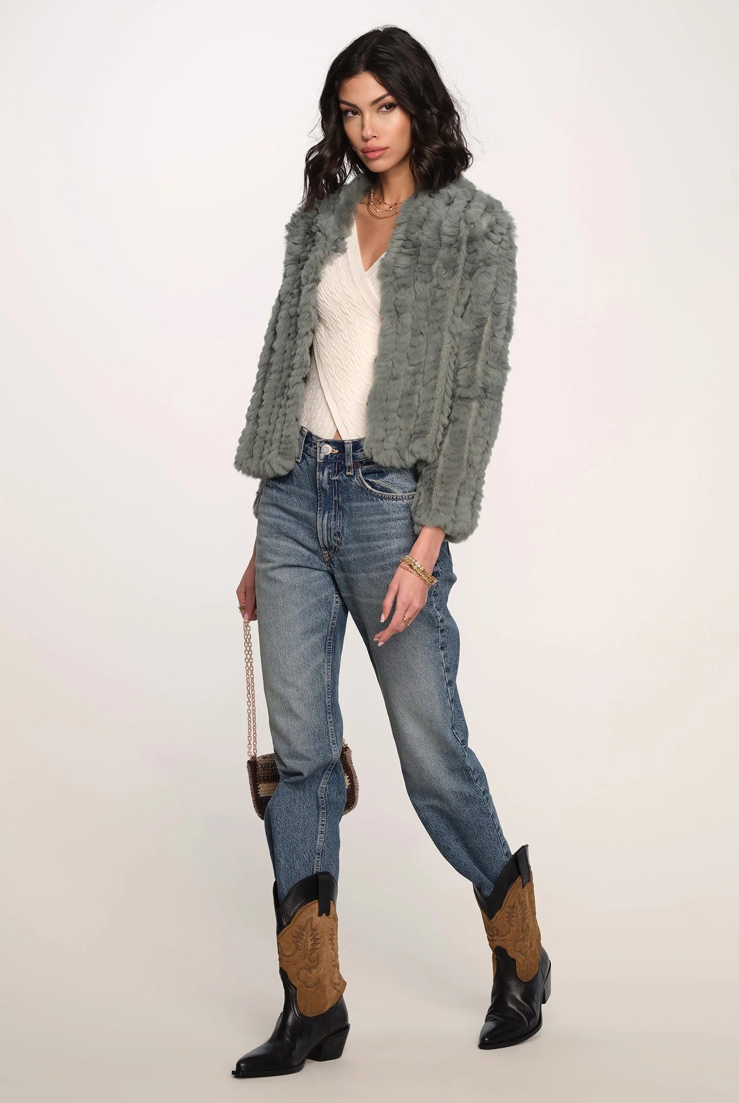 Rosa Fur Jacket - Mineral by Heartloom — view 3