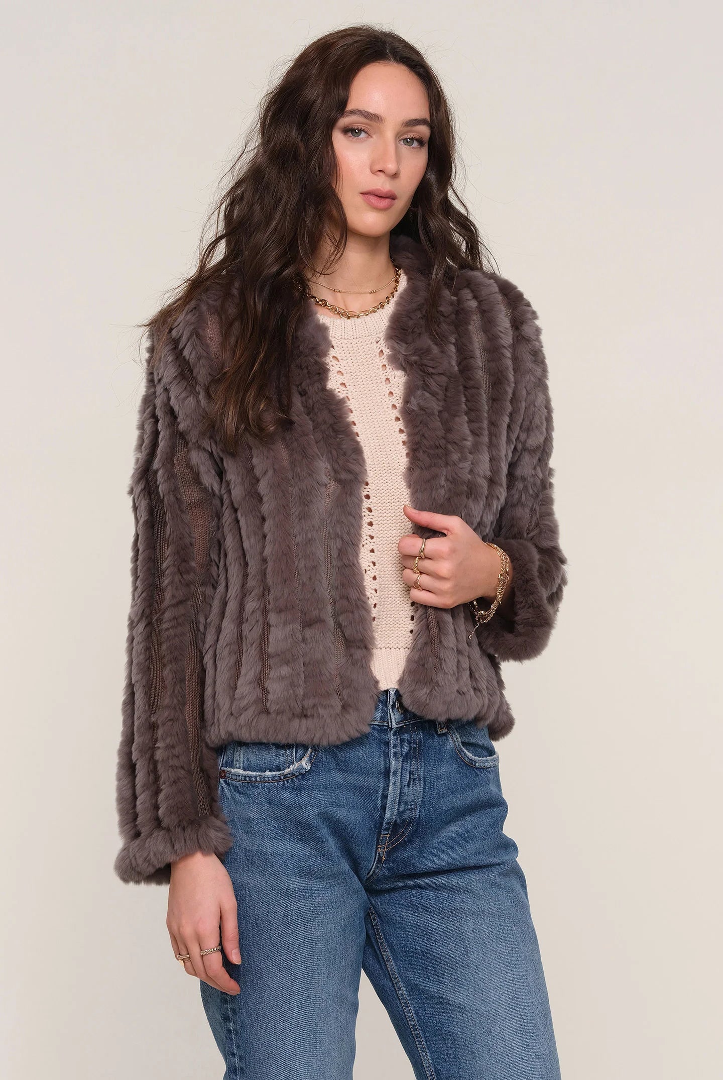 Rosa Fur Jacket - Mushroom by Heartloom | 25 South Boutiques