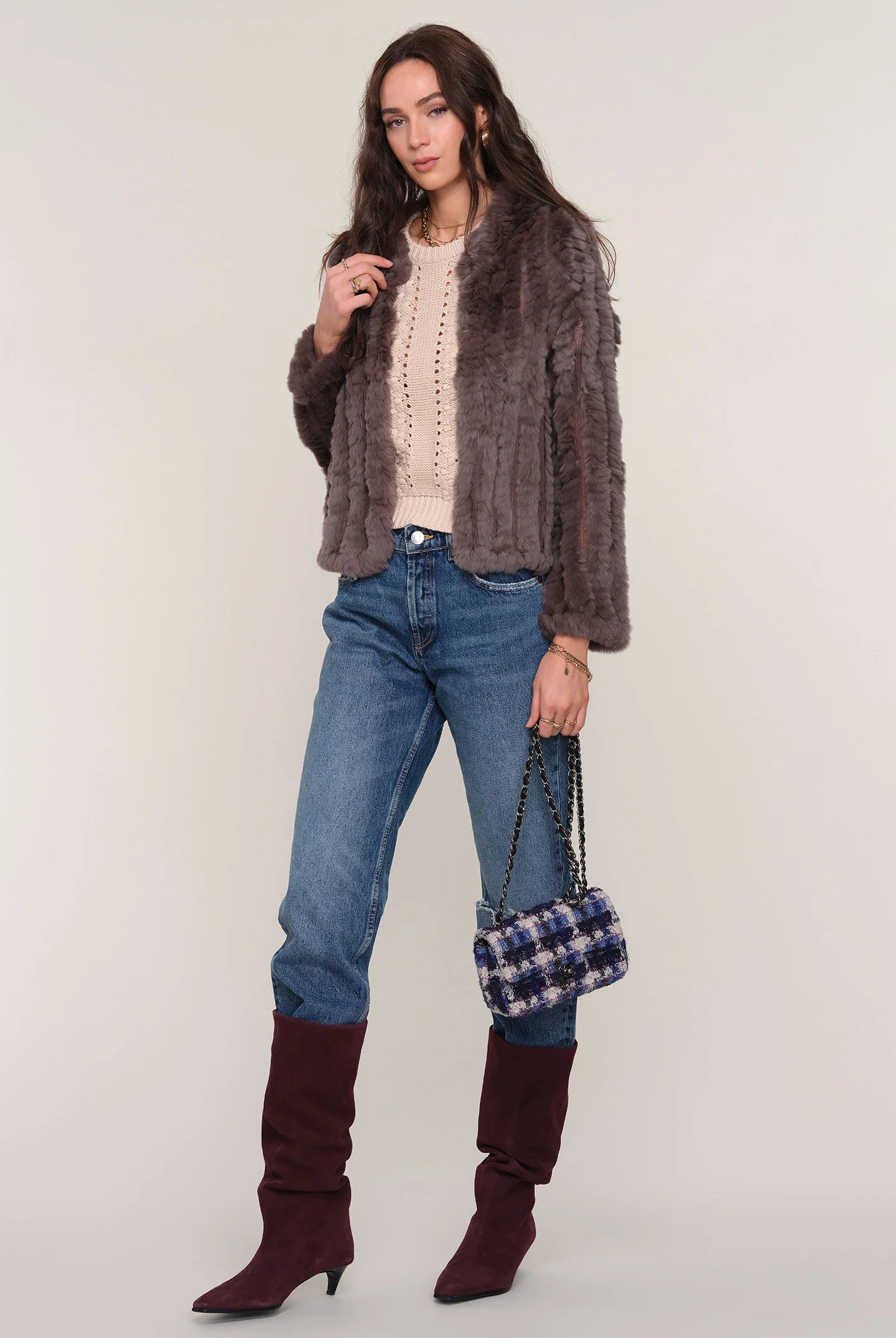 Rosa Fur Jacket - Mushroom by Heartloom — view 3