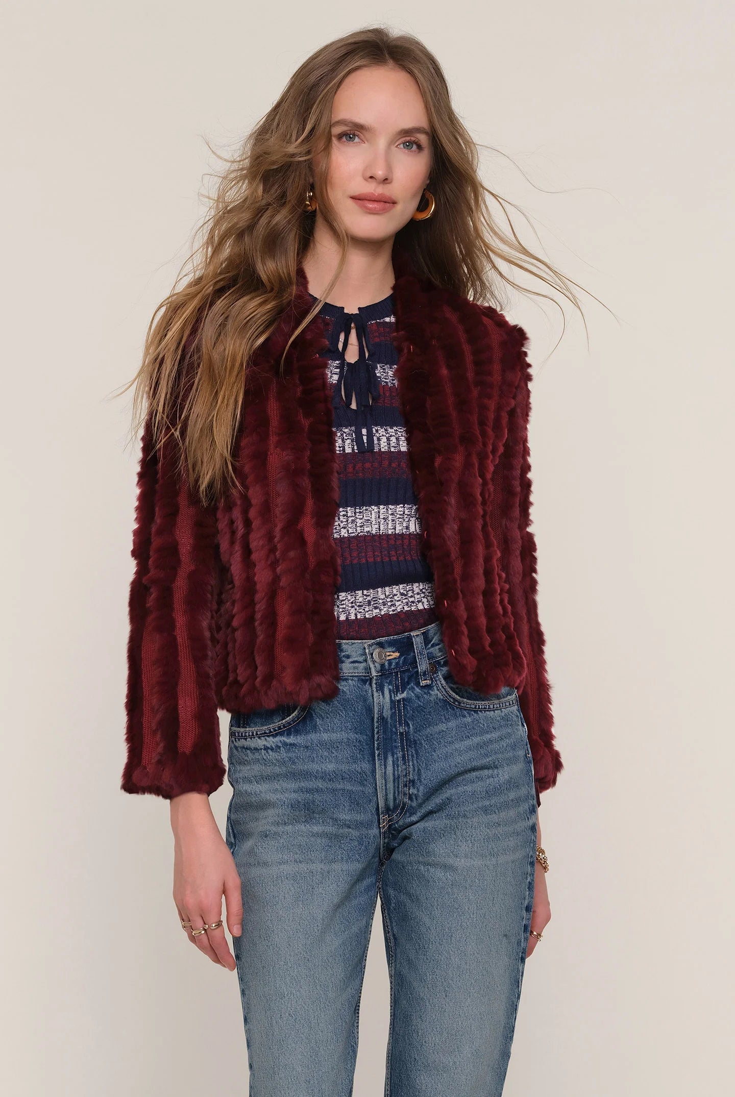 Rosa Fur Jacket - Sangria by Heartloom | 25 South Boutiques