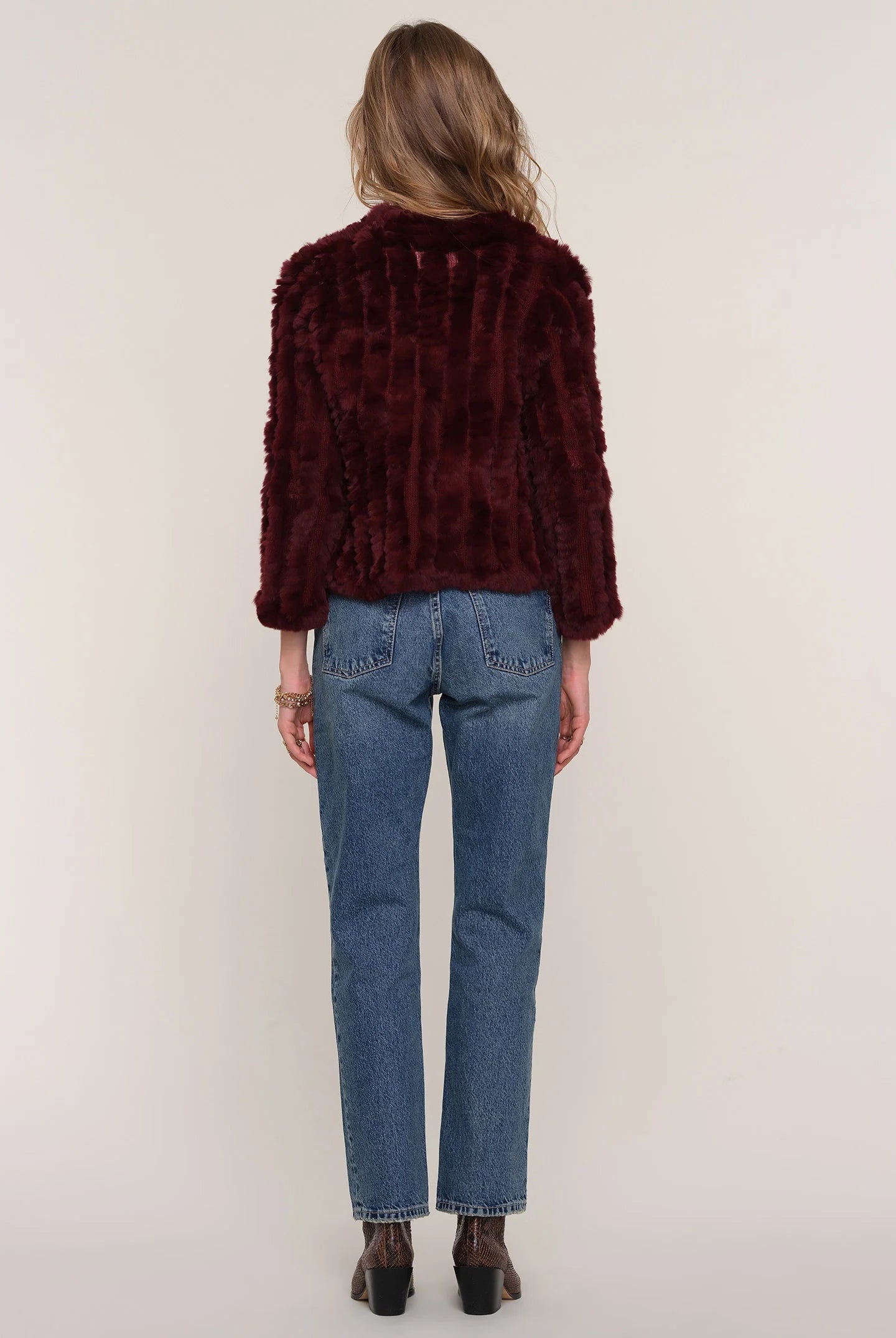 Rosa Fur Jacket - Sangria by Heartloom — view 4
