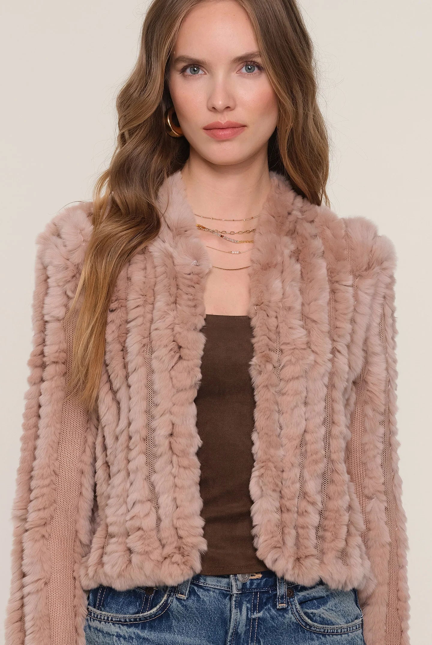 Rosa Fur Jacket - Biscuit by Heartloom — alternate view