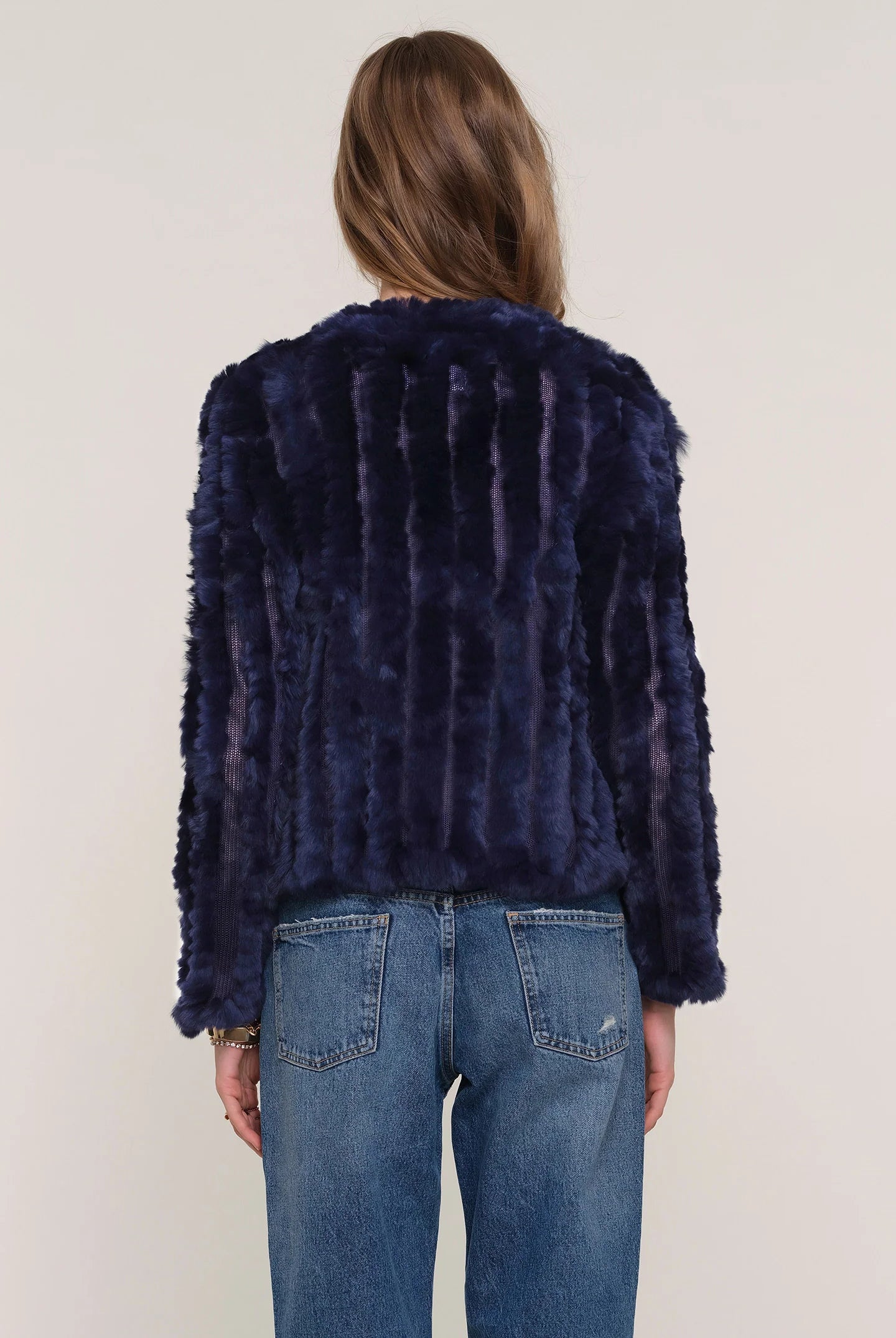 Rosa Fur Jacket - Navy by Heartloom — view 4