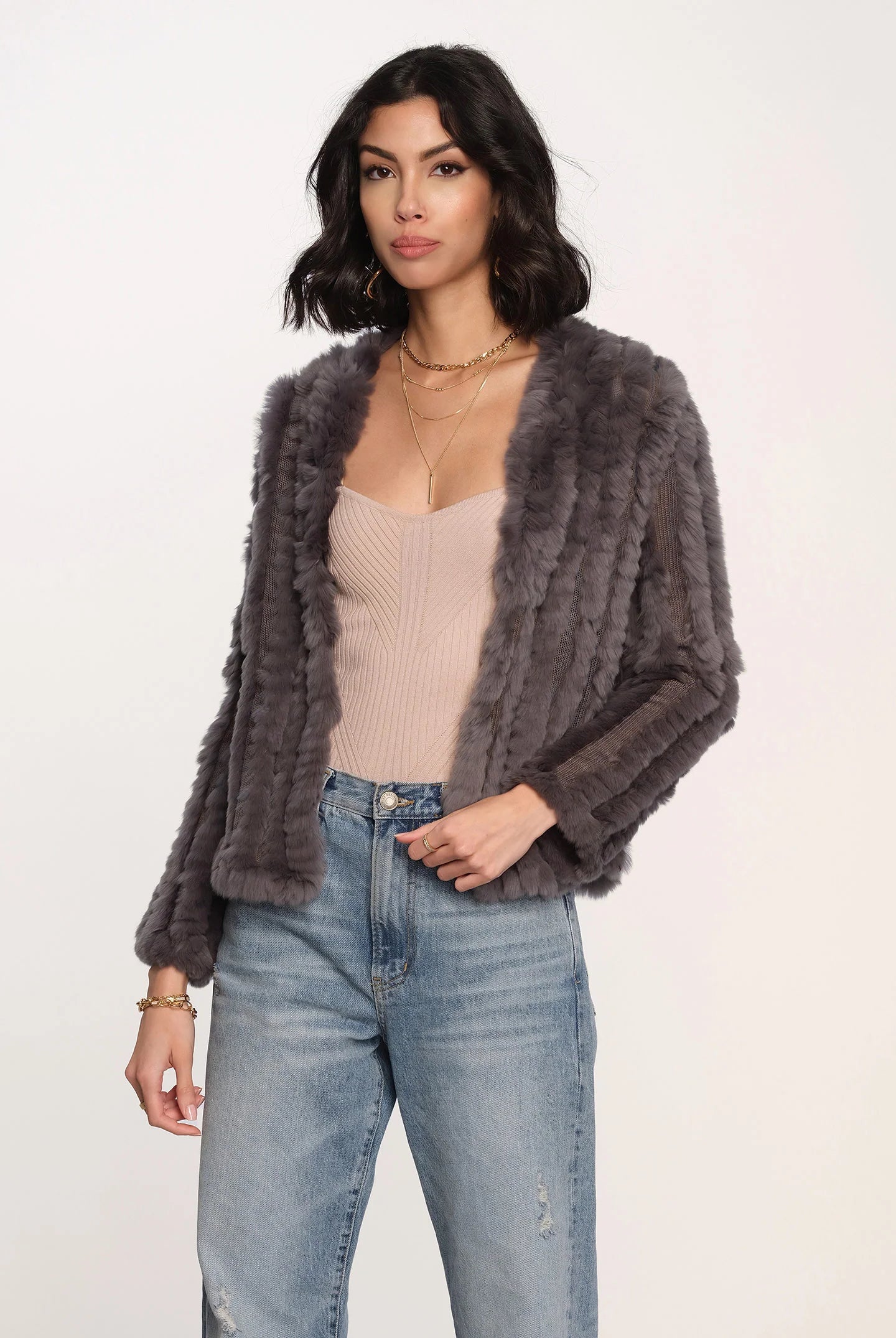 Rosa Fur Jacket - Charcoal by Heartloom | 25 South Boutiques