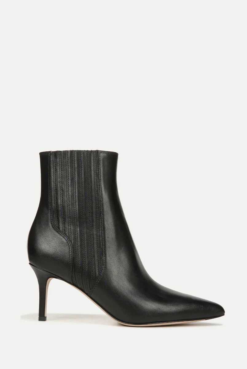 Lisa Leather Mid-Heel Bootie - Black Leather by Veronica Beard | 25 South Boutiques