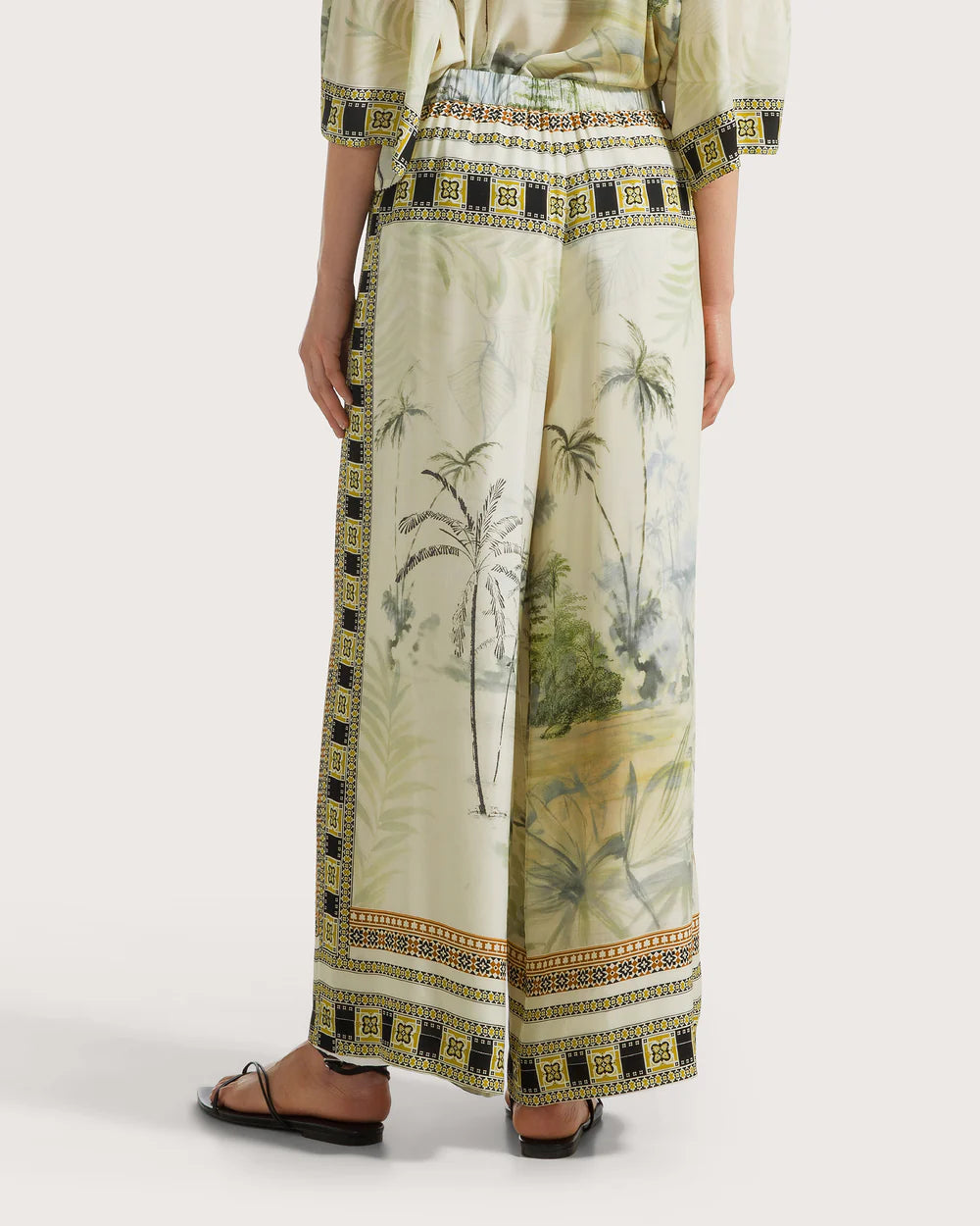 Printed Elasticated Pants - Taupe by Seventy Venezia — view 4