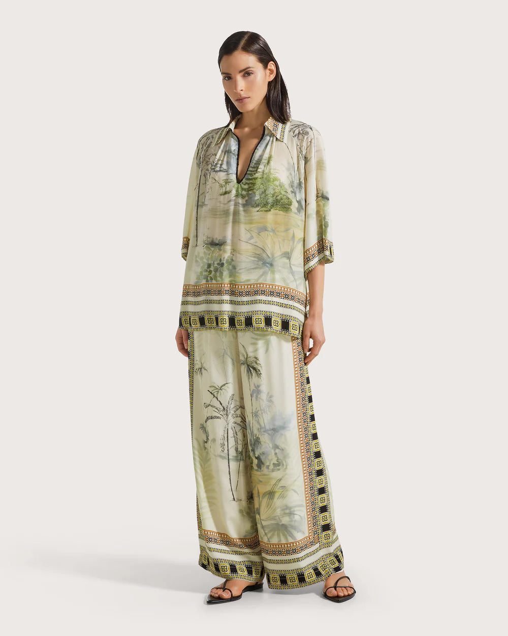 Printed Elasticated Pants - Taupe by Seventy Venezia | 25 South Boutiques