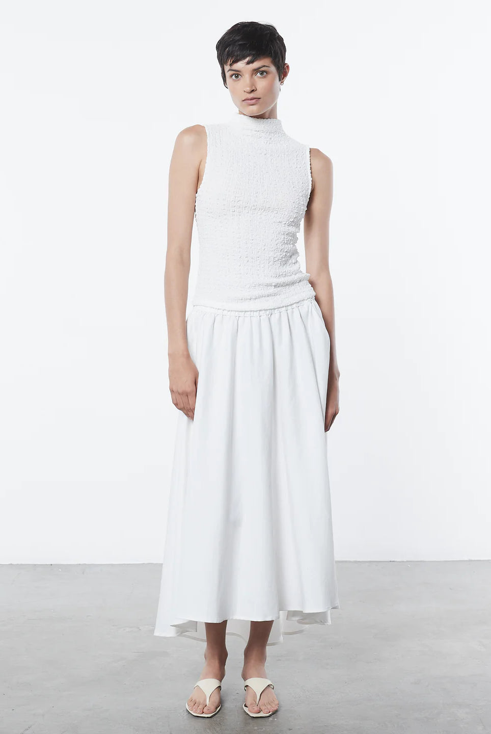 Puckered Sleeveless High Neck - Undyed by Enza Costa — alternate view