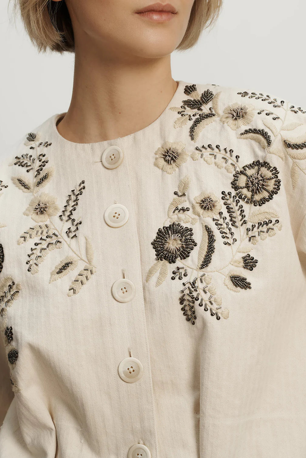 Emeren Embroidered Jacket - Ecru by Veronica Beard — alternate view