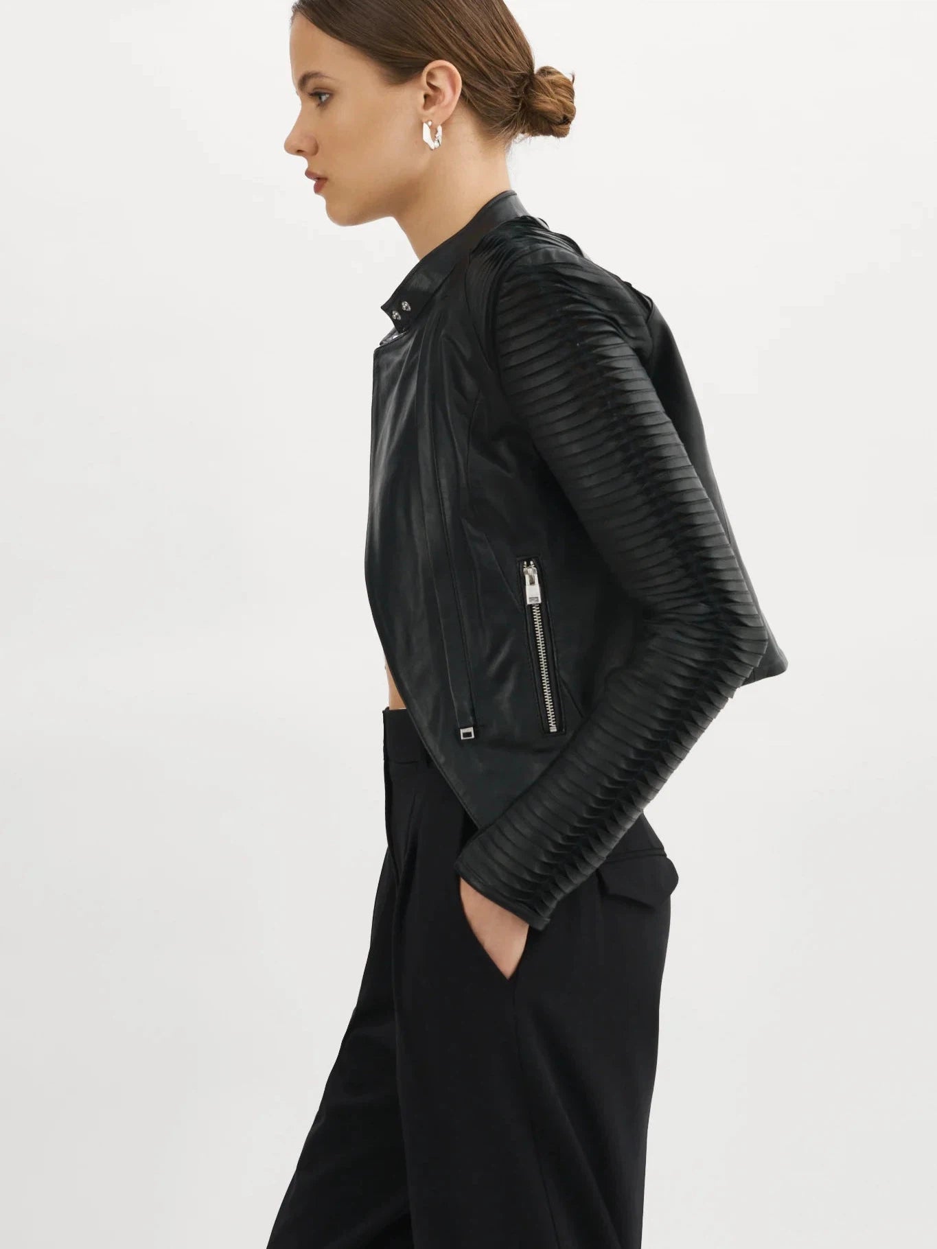 Azra Leather Jacket - Black by LAMARQUE — alternate view