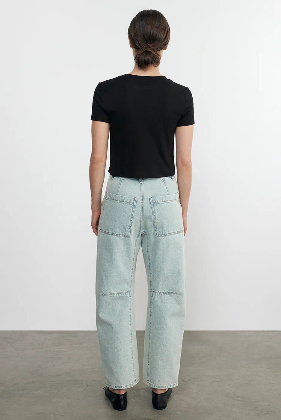 Supima Cotton Cropped Perfect Short Sleeve Tee - Black by Enza Costa — view 4