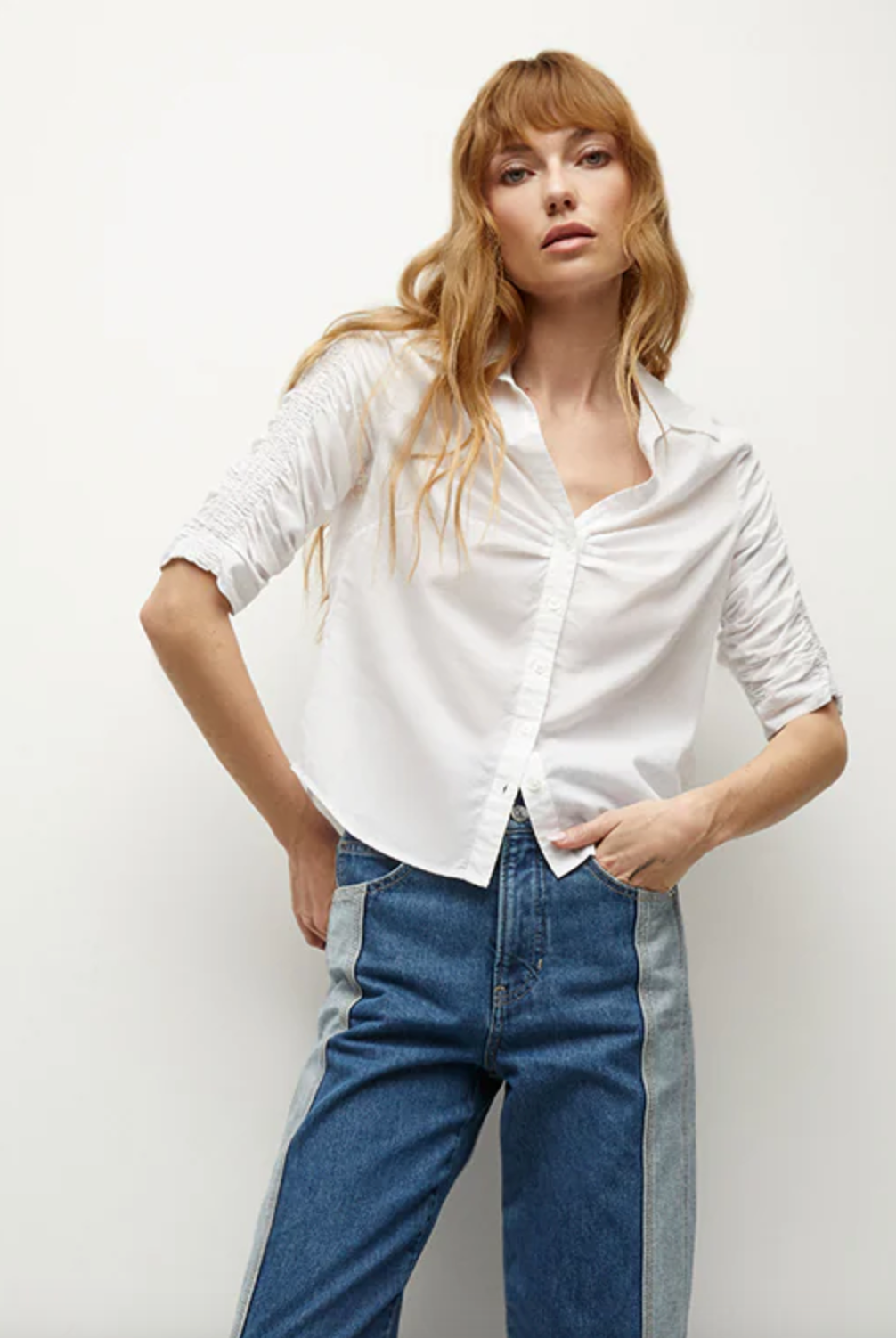 Porta Button-Down Shirt - White by Veronica Beard | 25 South Boutiques