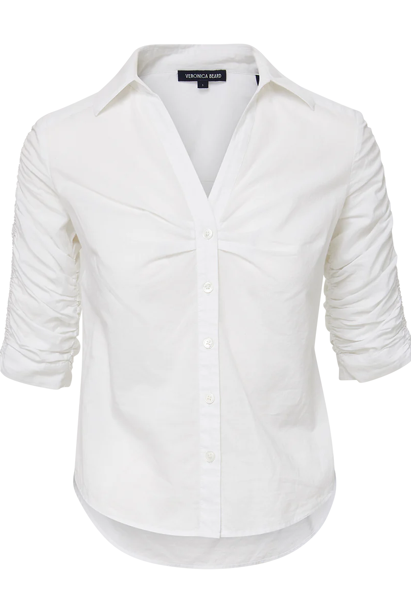 Porta Button-Down Shirt - White by Veronica Beard — view 5