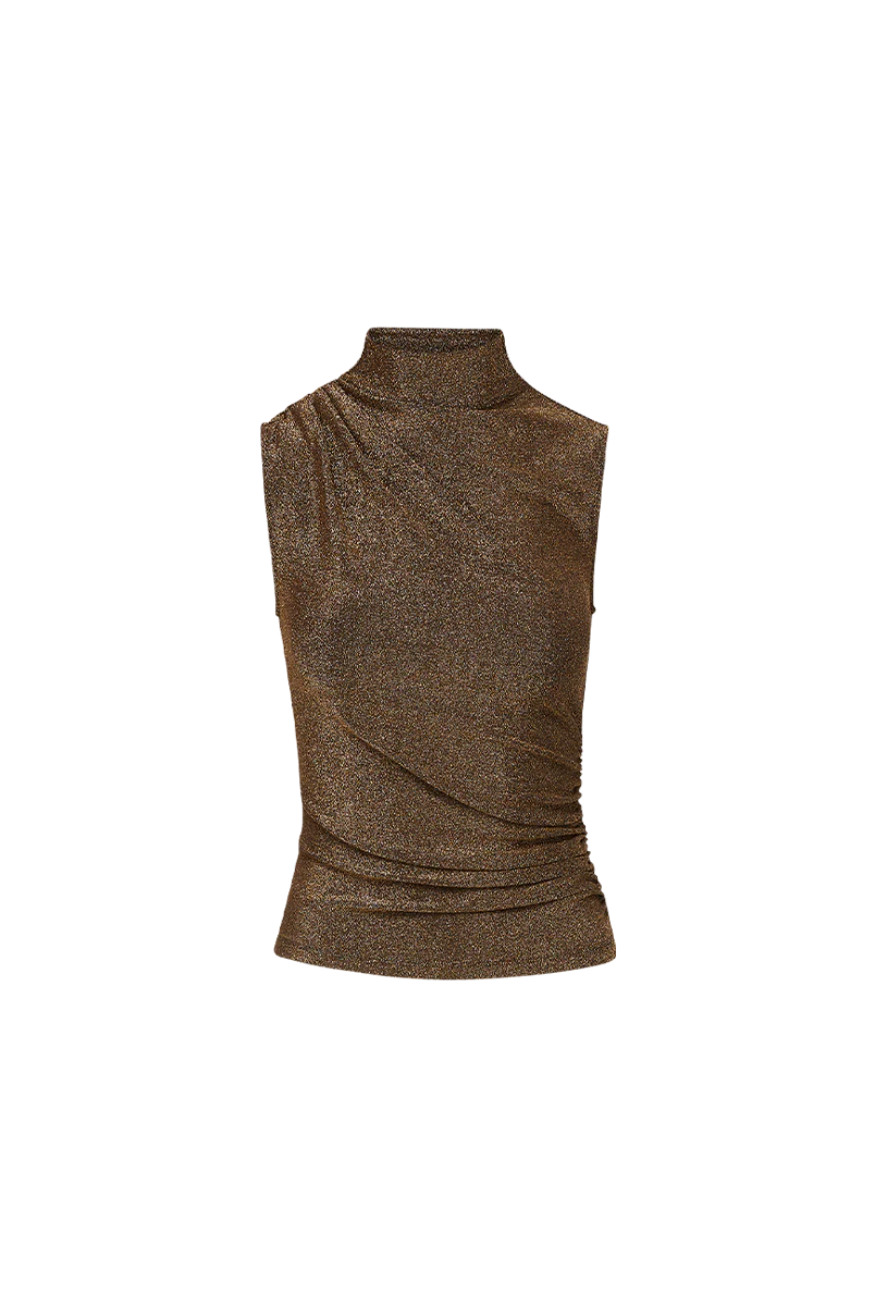 Mylie Sleeveless Top - Antique Gold Lurex by Veronica Beard — view 5