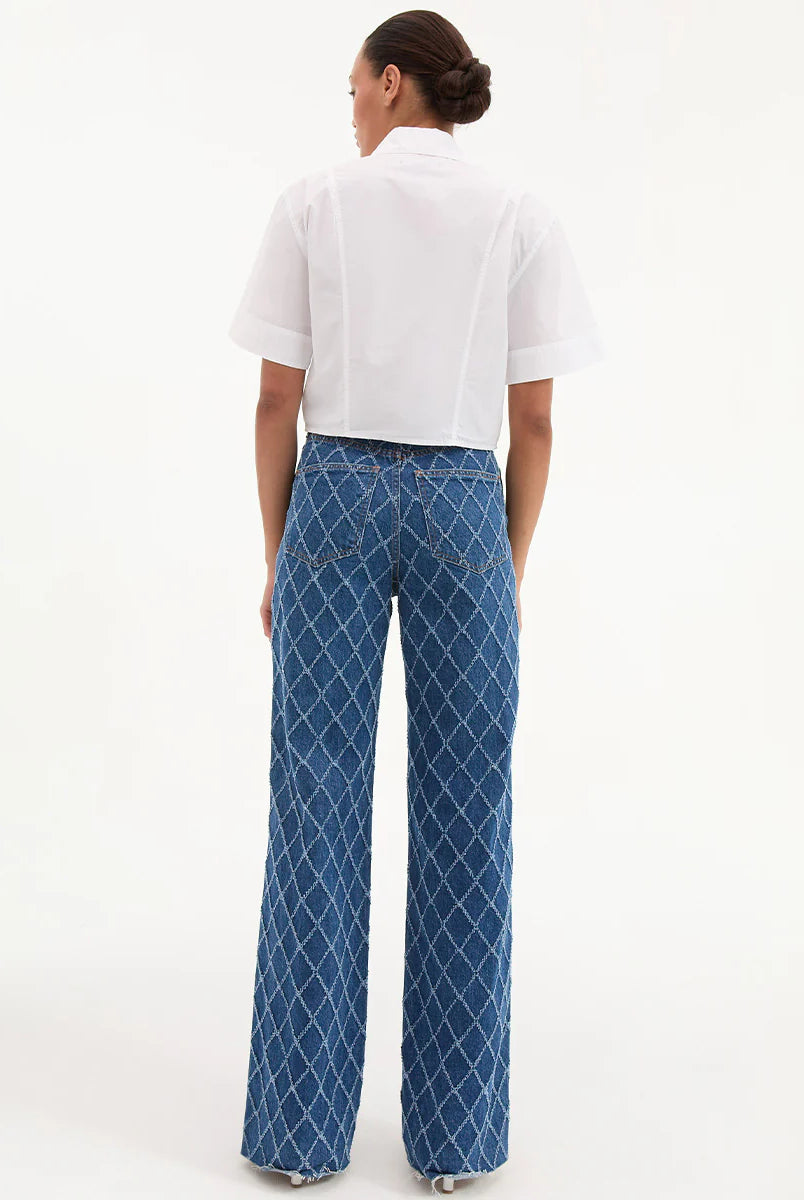 Claire Cropped Shirt - White by Veronica Beard — view 3