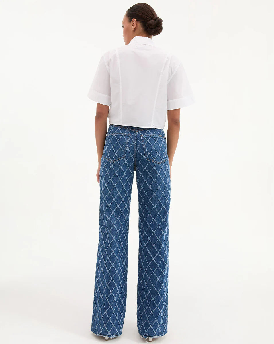 Claire Cropped Shirt - White by Veronica Beard — view 3