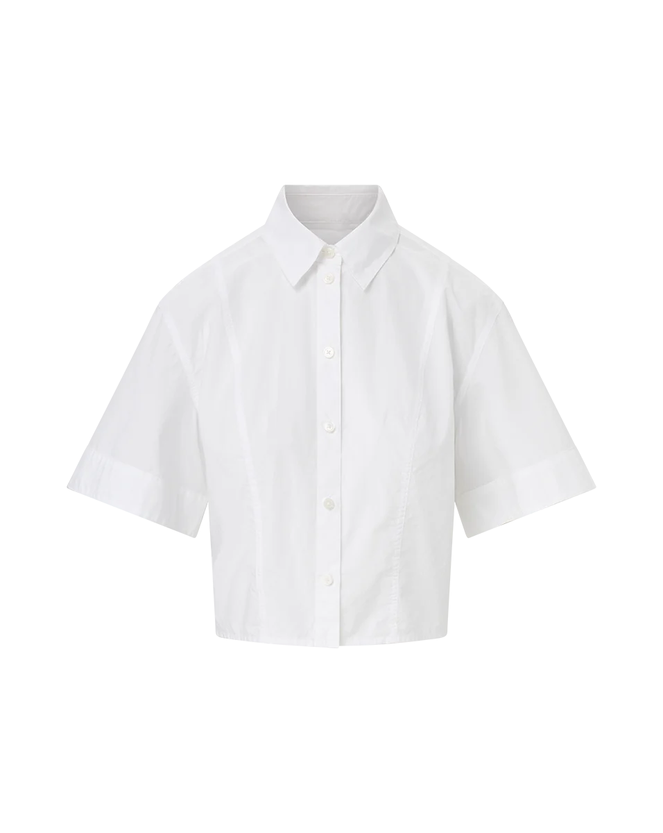 Claire Cropped Shirt - White by Veronica Beard — view 4