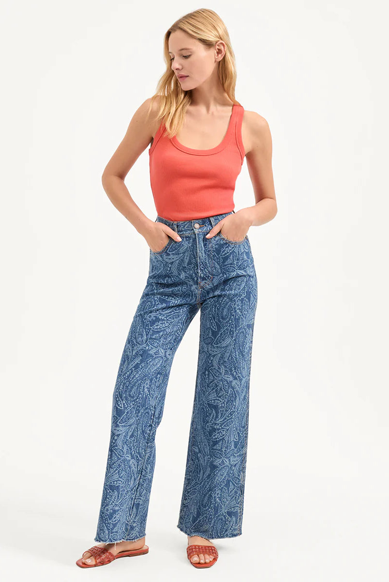 Taylor Paisley Printed Wide-Leg Jean - Atlantic Paisley by Veronica Beard | 25 South Boutiques