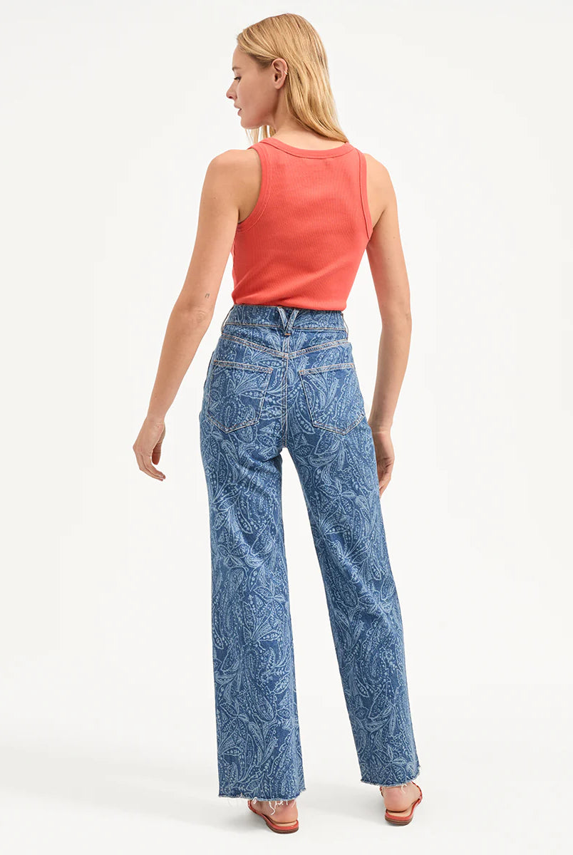 Taylor Paisley Printed Wide-Leg Jean - Atlantic Paisley by Veronica Beard — view 4