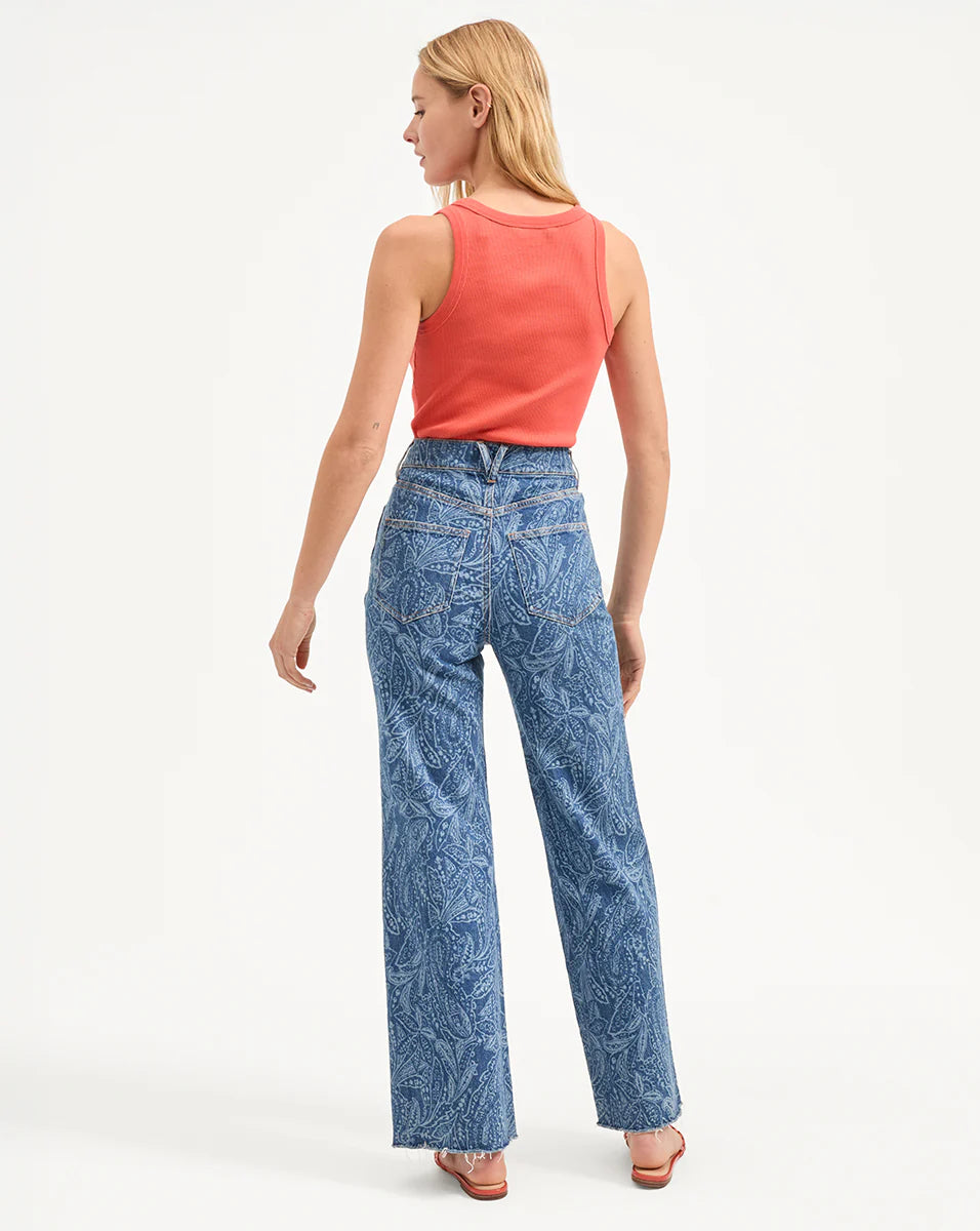 Taylor Paisley Printed Wide-Leg Jean - Atlantic Paisley by Veronica Beard — view 4