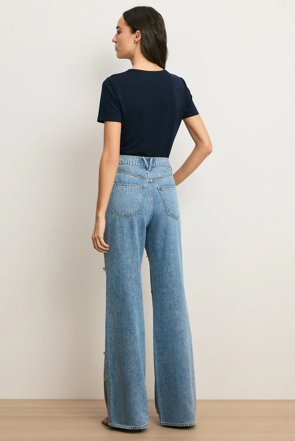 Kasey Embellished Wide-Leg Jean - Silver Dust by Veronica Beard — view 4