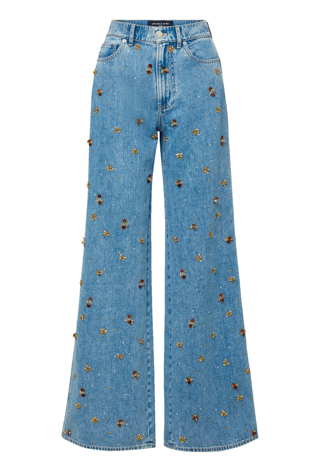 Kasey Embellished Wide-Leg Jean - Silver Dust by Veronica Beard — view 7
