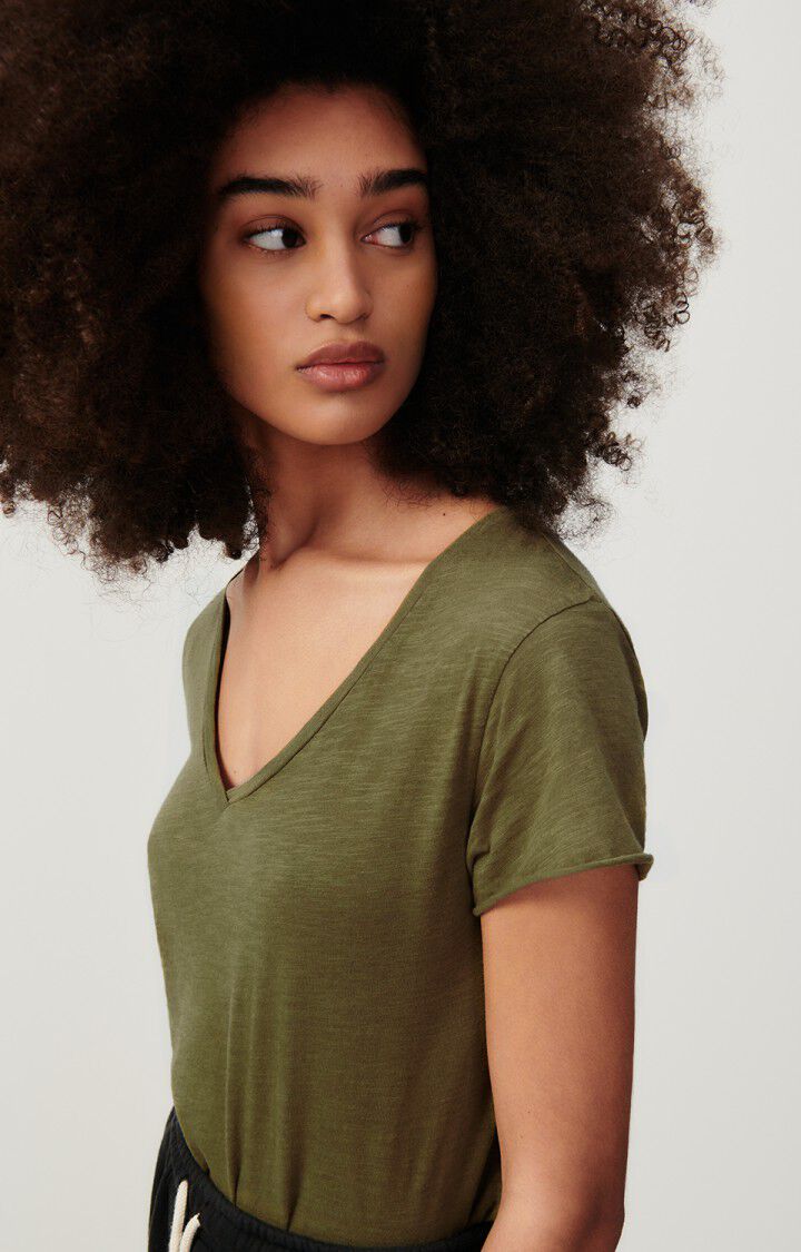 Jacksonville V Neck T-Shirt - Olive by American Vintage — alternate view