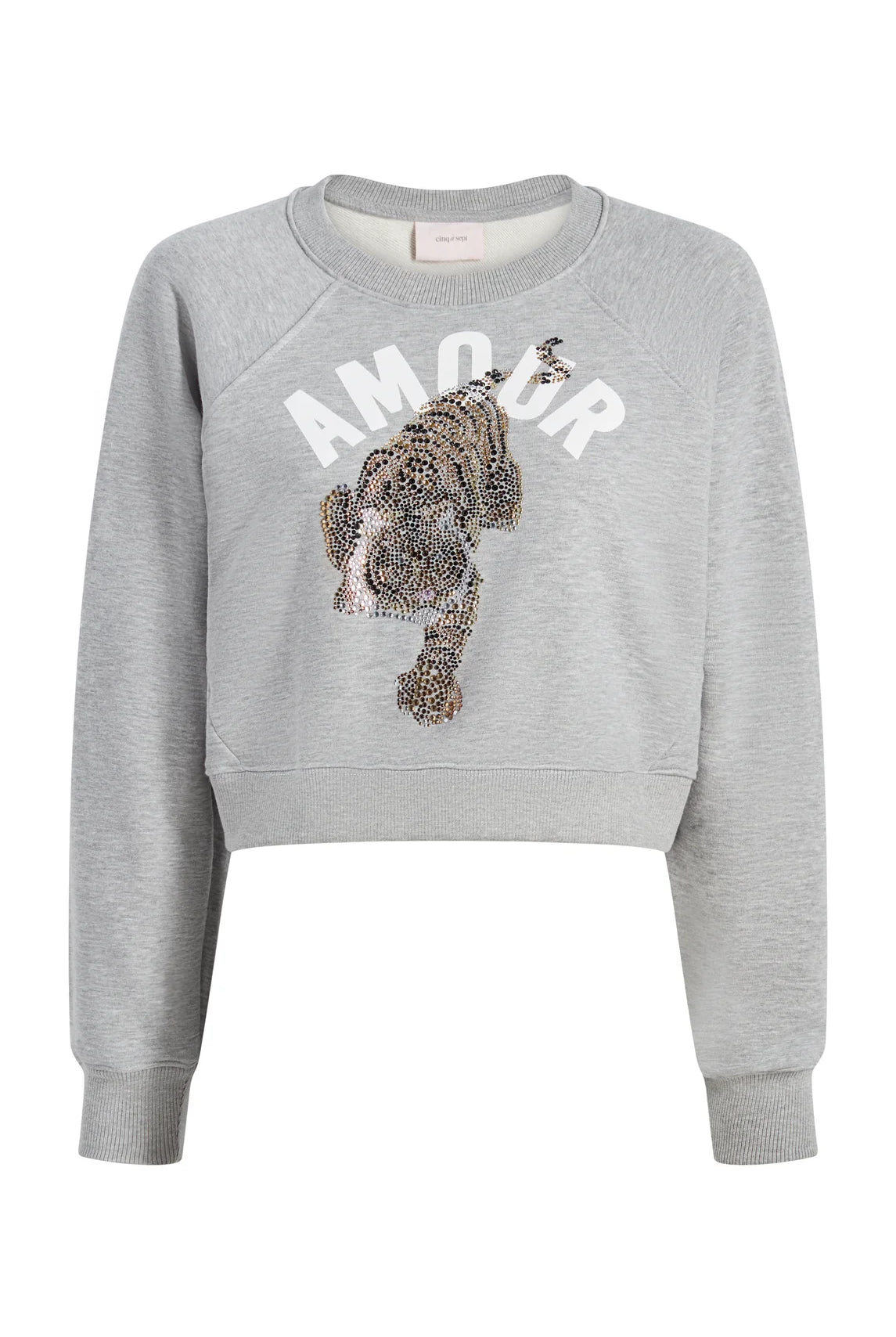 Jennifer Cropped Tiger Sweatshirt - Heather Grey by Cinq A Sept — view 5