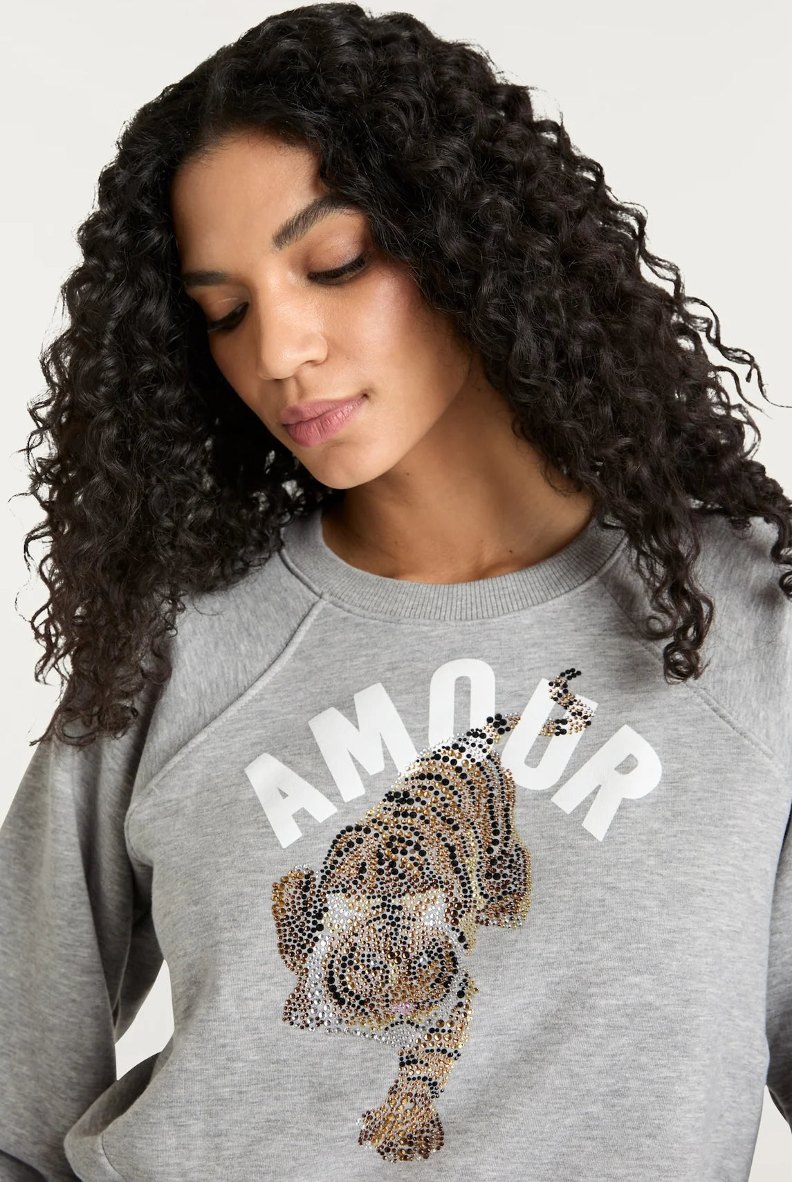 Jennifer Cropped Tiger Sweatshirt - Heather Grey by Cinq A Sept — alternate view