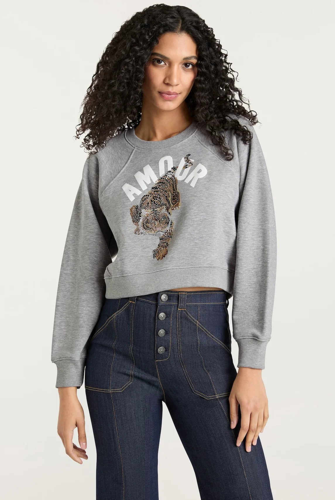 Jennifer Cropped Tiger Sweatshirt - Heather Grey by Cinq A Sept | 25 South Boutiques