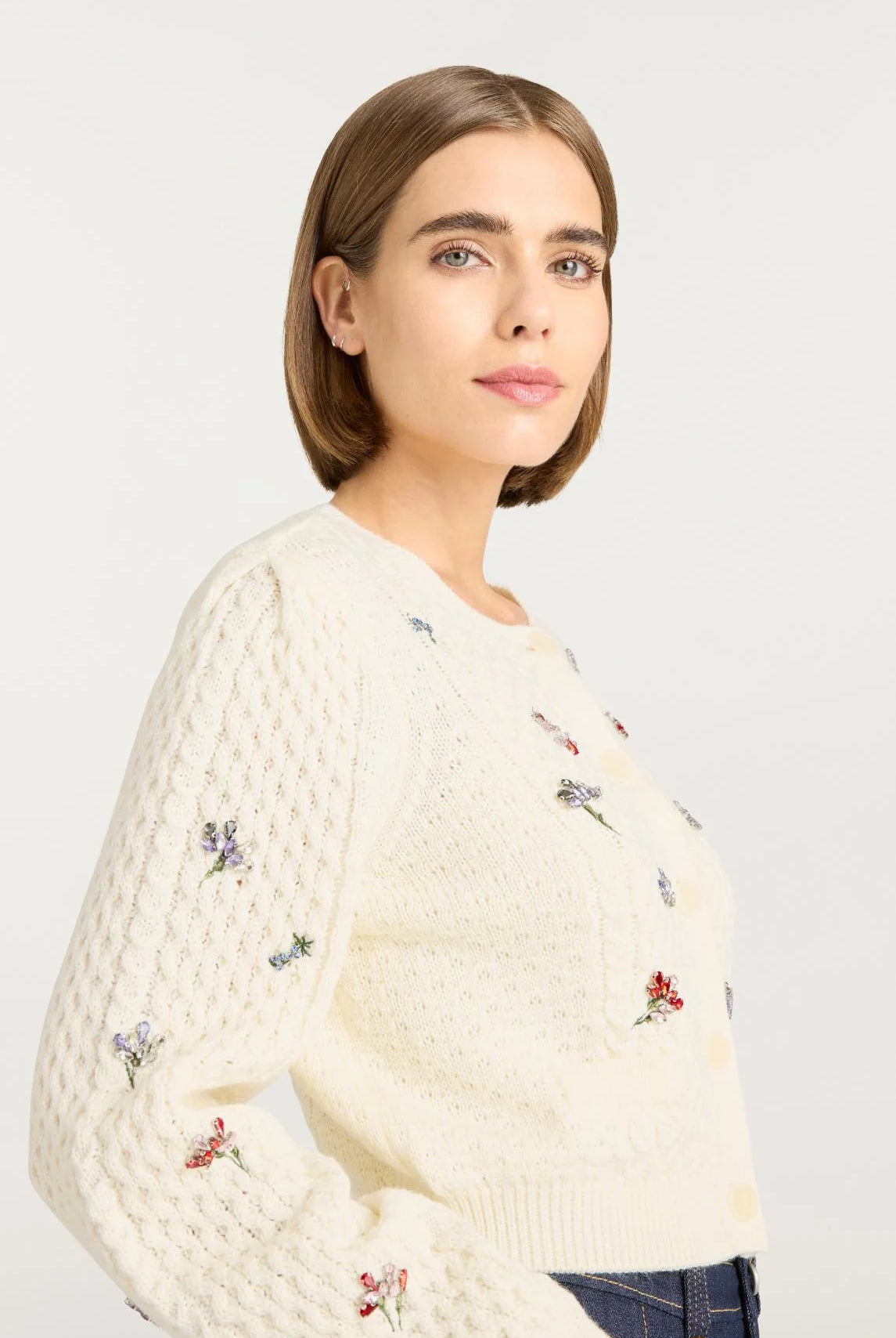Rasa Cardigan - Ivory Multi by Cinq A Sept — alternate view