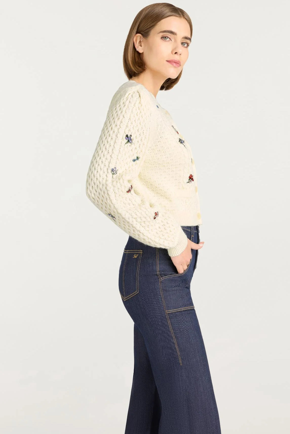 Rasa Cardigan - Ivory Multi by Cinq A Sept — view 3